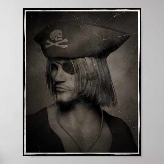 Pirate Kapitein Portrait - Antiek effect Poster (Voorkant)