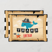 Pirate Kapitein Whale Starfish Matey Dank u Bedankkaart (Voorkant / Achterkant)