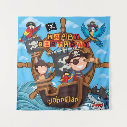 Pirate Kids Birthday  Backdrop Banner  Wandkleed (Voorkant)