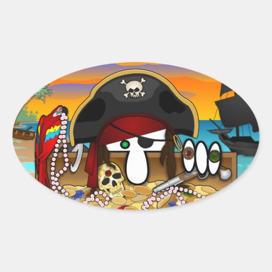Pirate Kilroy Ovaal Sticker (Voorkant)