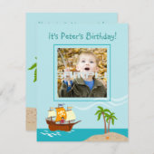 Pirate kind verjaardagsfeest kaart (Voorkant / Achterkant)