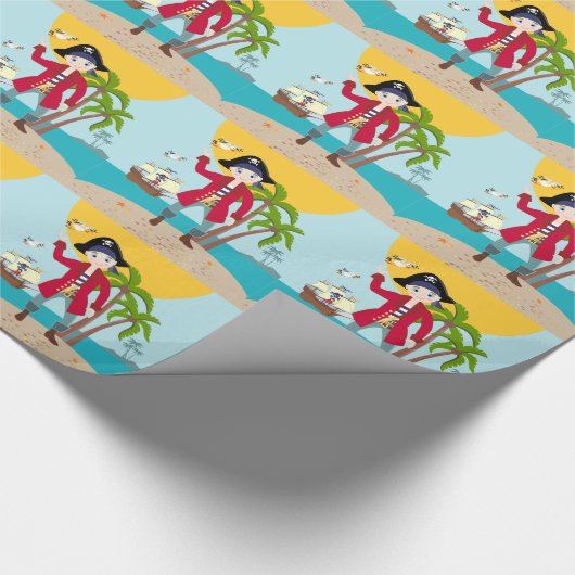 Pirate kind verjaardagsfeestje cadeaupapier (Hoek)