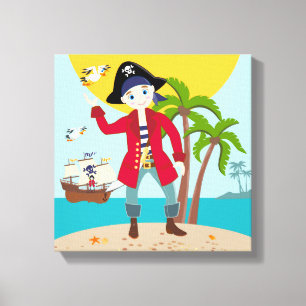 Pirate kind verjaardagsfeestje canvas afdruk