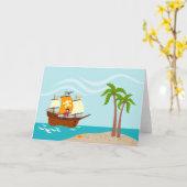 Pirate kind verjaardagsfeestje kaart (Gele Bloem)