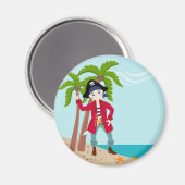 Pirate kind verjaardagsfeestje magneet (Voorkant / Achterkant)