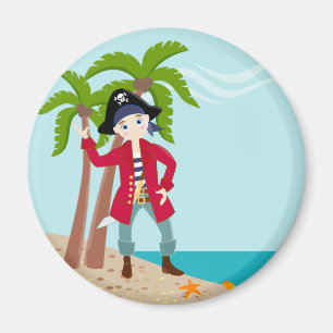 Pirate kind verjaardagsfeestje magneet
