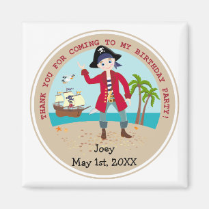 Pirate kind verjaardagsfeestje magneet