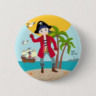 Pirate kind verjaardagsfeestje ronde button 5,7 cm