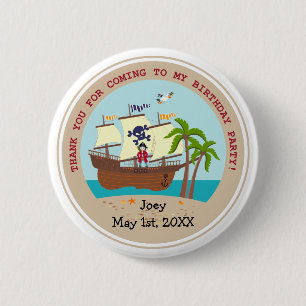 Pirate kind verjaardagsfeestje ronde button 5,7 cm