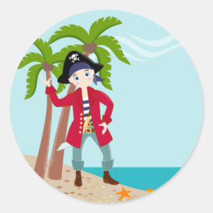 Pirate kind verjaardagsfeestje ronde sticker