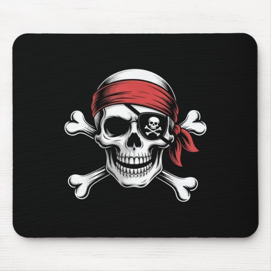 Pirate Lazy Skull Bandana Halloween Kostuum Mannen Muismat (Voorkant)
