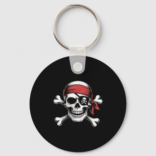 Pirate Lazy Skull Bandana Halloween Kostuum Mannen Sleutelhanger (Voorkant)