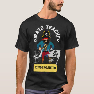 Pirate Leraar Kleuterschool Papegaai en Schatten T-shirt
