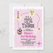 Pirate life for TROIS Pink Birthday Invitation (Devant)