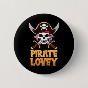 Pirate Lovey Grappige Kapitein Matching Halloween Ronde Button 5,7 Cm