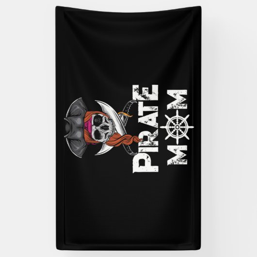 Pirate Ma Jolly Roger Skull & Crossbones Flag Spandoek (Verticaal)