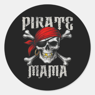 Pirate Mama Jolly Roger Vlag en schedel crossbones Ronde Sticker
