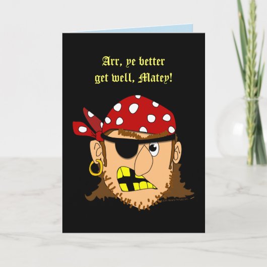 Pirate Man Funny Get Well Wenskaart Sjabloon (Voorkant)