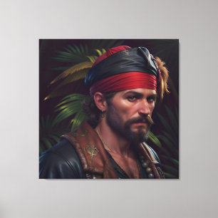 Pirate Man Rode Band Tropisch Canvas Afdruk