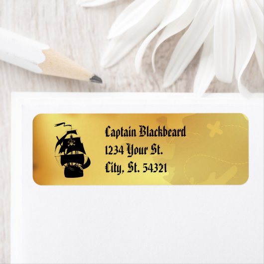 Pirate Map Adresetiketten Etiket (Insitu)