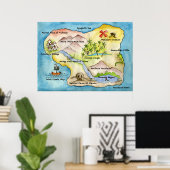 Pirate Map afdrukken - enorm Poster (Thuiskantoor)