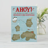 Pirate Map Birthday Party Invitation Kaart (Staand voorkant)
