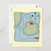 Pirate Map Briefkaart (Voorkant / Achterkant)