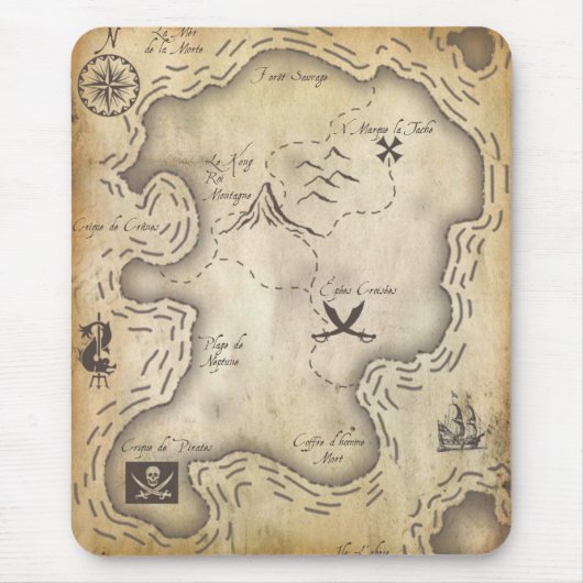 Pirate Map Mousepad Muismat (Voorkant)