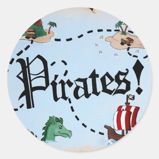 Pirate Map Ronde Sticker (Voorkant)