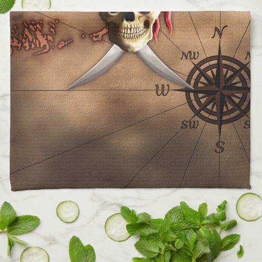 Pirate Map Theedoek (Gevouwen)