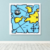 Pirate Map Verrekte Canvasafdruk (groot) Canvas Afdruk (Insitu (Houten vloer))
