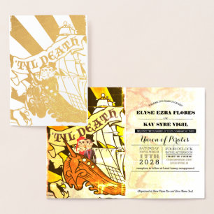 Pirate Mariage Gold Foil Passeport Carte Foil