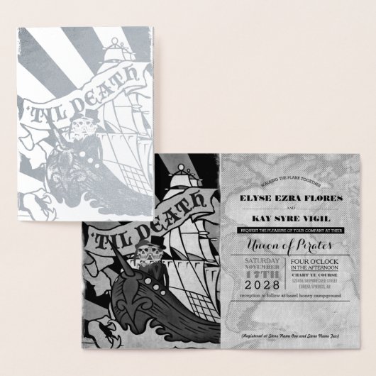 Pirate Mariage Silver Foil Passeport Carte Foil (Affichage)