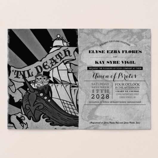 Pirate Mariage Silver Foil Passeport Carte Foil (Intérieur)