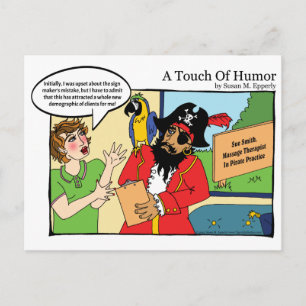 Pirate Massage Comic: "A Touch of Humor" Briefkaart