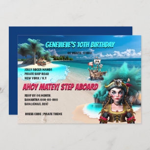 Pirate meisje eiland schat borst pirate schip kaart