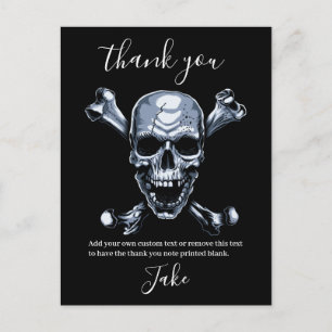Pirate Merci gris crâne et os carte postale