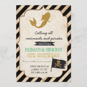 Pirate Mermaid Invitation Kaart