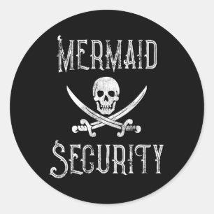 Pirate Mermaid Security Merman Protectors Ronde Sticker