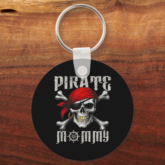 Pirate Mommy Jolly Roger Vlag en schedel crossbone Sleutelhanger (Voorkant)