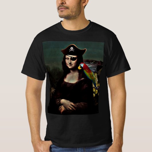 Pirate Mona Lisa with Eye Patch T-shirt (Voorkant)
