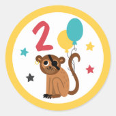 Pirate Monkey Pirate Treasure Verjaardagsfeest Ronde Sticker (Voorkant)