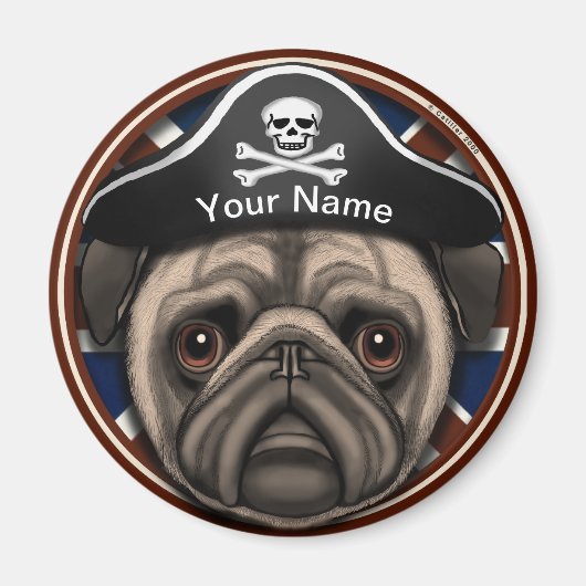 Pirate Mopsneus Magneet (Voorkant)