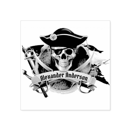 Pirate Name Bord Personaliseert Rubber Stamp Rubberstempel (Afrduk)