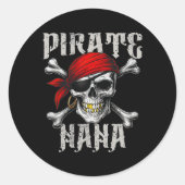 Pirate Nana Jolly Roger Vlag en schedel crossbones Ronde Sticker (Voorkant)