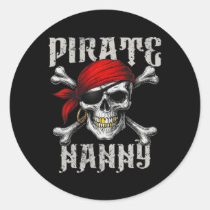 Pirate Nanny Jolly Roger Vlag en schedel crossbone Ronde Sticker
