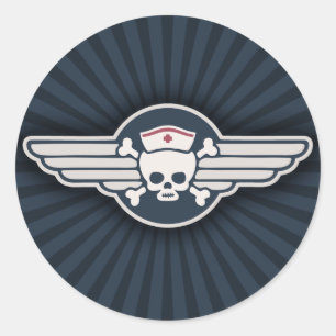 Pirate Nurse Wings III Ronde Sticker