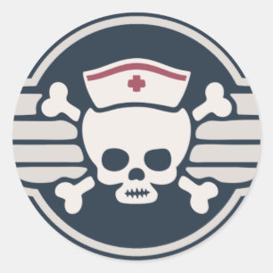 Pirate Nurse Wings III Ronde Sticker