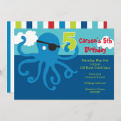 Pirate Octopus 5e anniversaire Invitation de la fê (Devant / Derrière)