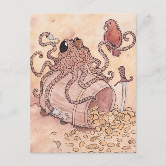 Pirate Octopus Briefkaart (Voorkant)
